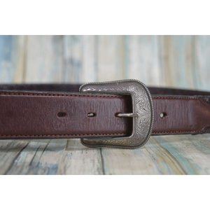 Justin Black Brown Woven Western Belt Size 42 Silver Buckle C10375
